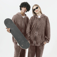 Cardigan Homme Oversize en Coton 350 g/m² Effet Vieilli et Délavé, Anti-Plis, Doux pour la Peau, Style Rétro Automne