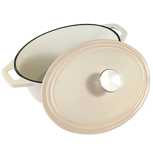 Casserole ovale en <span class=keywords><strong>fonte</strong></span> <span class=keywords><strong>émaillée</strong></span> blanc crème, <span class=keywords><strong>fonte</strong></span> vierge de qualité supérieure pour braiser, rôtir et cuire au four - Product Image 4