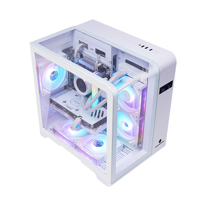 Caja de PC Micro ATX Mid <span class=keywords><strong>Tower</strong></span> Panel frontal y lateral de vidrio templado panorámico con puerto USB3.0 Blanco y negro - Product Image 6