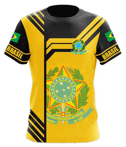 Chemise masculine brésilienne <span class=keywords><strong>T</strong></span>-<span class=keywords><strong>shirt</strong></span> 3D col rond équipe de Football chemise de sport rue vêtements pour hommes bricolage personnalisable - Product Image 6