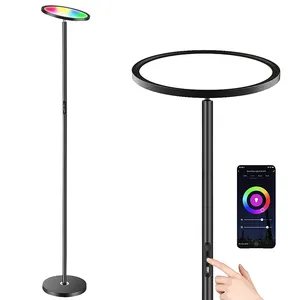 Lâmpada de canto LED RGB funciona com lâmpada inteligente Alexa com sincronização de música e lâmpada de chão DIY de 16 milhões de cores que muda de cor