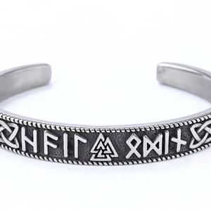 Brazalete Abierto de Acero Inoxidable con Runa Vikinga Nórdica Valknut, Mantra, Amuleto para Amigo, Joyería Pagana Vikinga, Brazalete Celta - Product Image 3