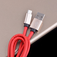 Kabel pengisi daya cepat, kabel pengisian daya Usb ke Usb C, sinkronisasi Data ponsel kulit PU 2A Usb C