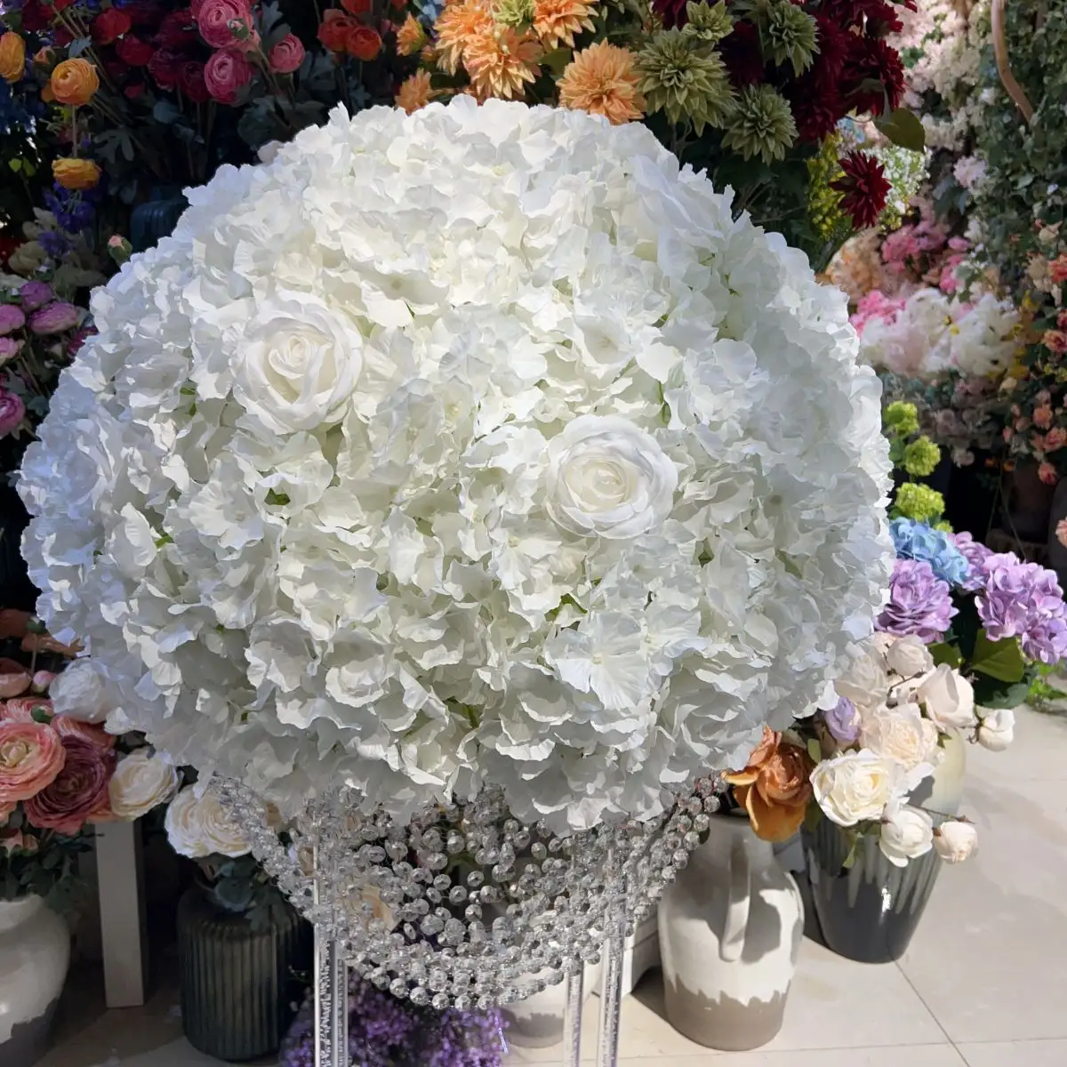 DKB – boules de fleurs artificielles, centres de Table de mariage, vente en gros, Arrangement de boules de fleurs blanches, décoration de mariage