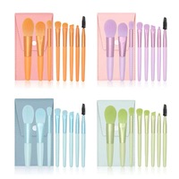 Ensemble de 8 mini-pinceaux de maquillage personnalisés, pinceaux professionnels en fibres douces avec un sac, pinceau portable pour fond de teint, fard à paupières, anticernes