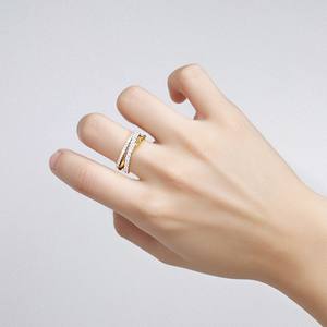 Bague SPJ en argent sterling 925, best-seller, avec trois bandes croisées, zirconiums 5A étincelants, anti-ternissement, pour femme - Product Image 2