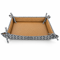 Coussin rectangulaire pour animaux de compagnie, tapis de couchage tissé pour chiens et chats avec côtés surélevés et attaches aux coins pour la détente à la maison en intérieur