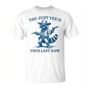 Camiseta vintage de Cowboy Raccoon con estampado gráfico You Just Yee'd Your Last Haw - Product Image 2