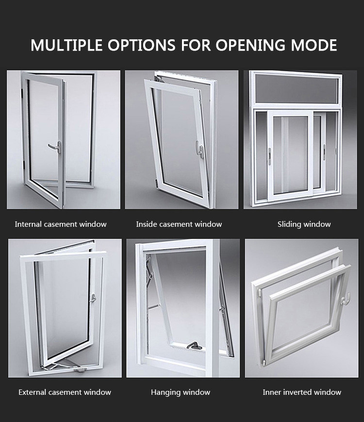 Custom Colors 55gr Heat Insulation Casement Windows Aluminum Frame Casement Window