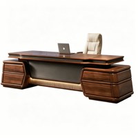 Bureau de direction en bois massif de style chinois LBZ-316X avec armoire de rangement, bureau de bureau moderne haut de gamme personnalisable de grande taille