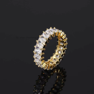 Hip Hop 6mm Single Row T Square Zircon <b>Ring</b>, Real Gold Electroplating Personalized Design Hiphop Male and Female <b>Couples</b> <b>Ring</b> - Product Image 4