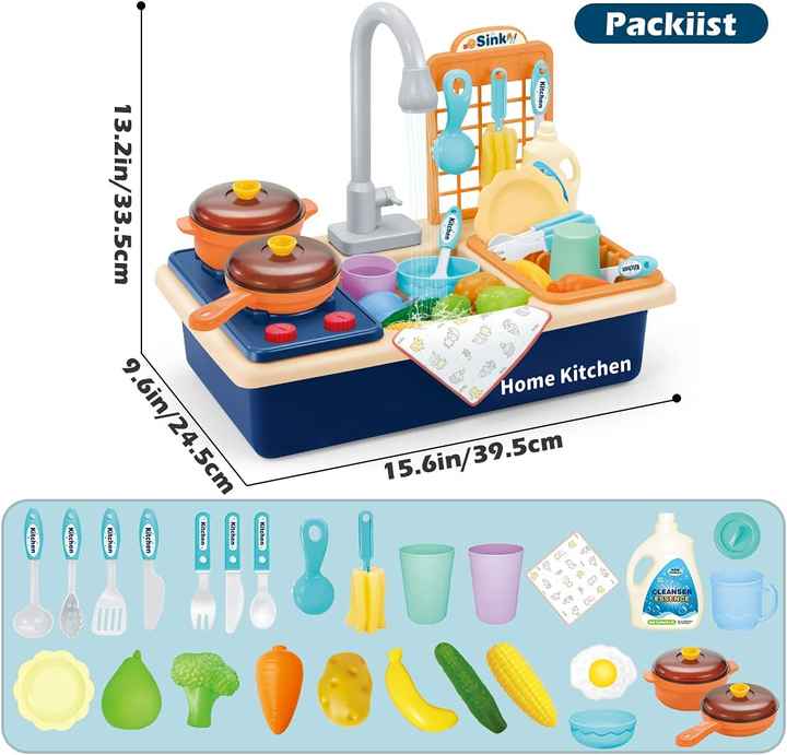 Juego de simulación para lavar platos, juego para niños, fregadero, juego de cocina, juguete con grifo real, juegos de estufa de cocina