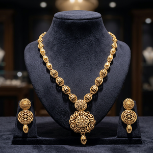 Wholesale Brass 14K18K24K Gold Plated Forming Short Necklaces Fashion Jewelry Turkish Design Traditional Jewelry Set Oro Joyeria - Product Image 1