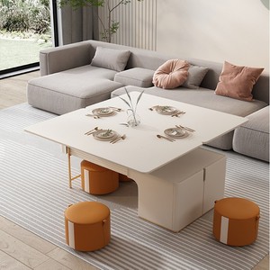 <span class=keywords><strong>Tavolino</strong></span> da Caffè Multifunzionale di Alta Qualità con Piano in Pietra Sinterizzata Sollevabile ed Estensibile per Piccoli Soggiorni <span class=keywords><strong>e</strong></span> Arredamento Alberghiero - Product Image 2