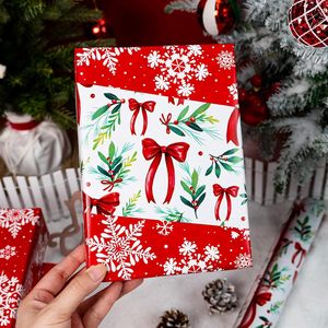 Rouleau de papier cadeau de Noël 17 pouces x 33 pieds, réversible, motif aquarelle houx, nœud et flocon de neige, pour emballage cadeau et artisanat - Product Image 5