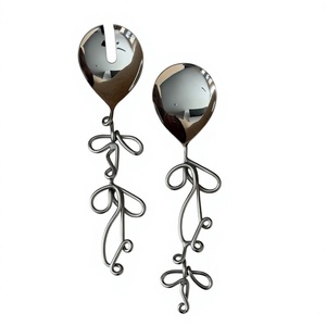 Stainless Steel <b>Salad</b> <b>Servers</b> With Twisted Handle Design Metal <b>Salad</b> Tools Food Grade Metal <b>Salad</b> Serving Cutlery For Table Use - Product Image 1