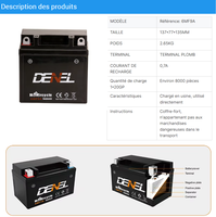 Batterie de moto YB9-B / 12N9-4B / YTX9A-BS / 6MF9A pour YAMAHA/HONDA/CFMOTO 12v9ah Garantie 1 an Batterie AGM Fabrication OEM