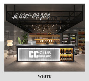 Bancone Tavolo da Bar Industriale Vintage in Legno a L con <span class=keywords><strong>Cassa</strong></span> per Ristoranti e Attività Ristorative Ricevimento Front Office - Product Image 5