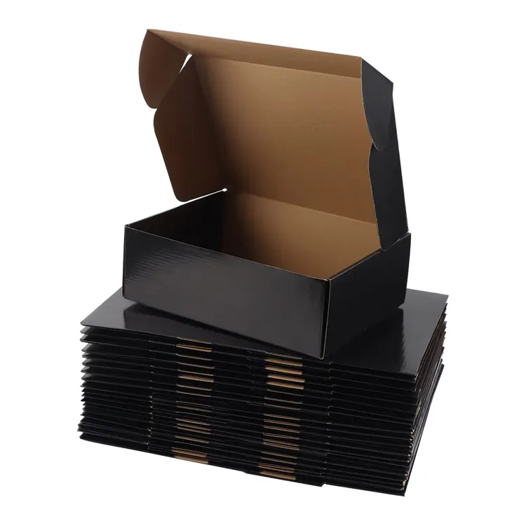 12x9x4 Corrugated Cardboard Black Folding Shipping Boxes for Packaging Small Business