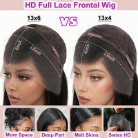 Cabello Humano Virgen 13x6 4 Transparente HD para Peluca Larga con Frente de Encaje Vietnamita 150% Doble Trama Pre-Desplumada con Cutícula Alineada