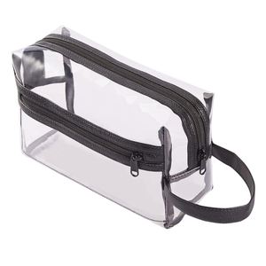 Sac de toilette promotionnel en PVC robuste, imperméable, avec fermeture éclair, multi-poches, pour crayons et articles de toilette, OEM - Product Image 3