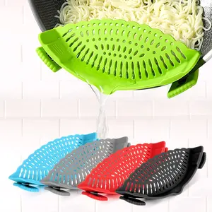 Cozinha Ajustável Silicone Clip On Pot Pan Bowl Strainer Fruit Vegetable Noodle Pasta Strainer Filtro De Água Baffle