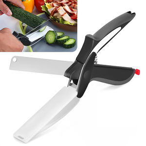 2024 nuevo conveniente 2 en 1 cocina tijeras para picar alimentos rebanador de frutas y verduras tijera tabla de cortar tijeras - Product Image 4