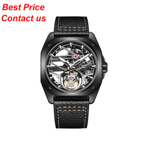 Montre Homme Original marca <span class=keywords><strong>AESOP</strong></span> 7067 lujo hombres Tourbillon relojes hueco esqueleto Cool hombre cuero reloj mecánico - Product Image 1