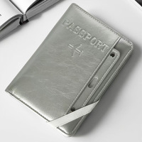 Porte-passeport élégant en PU gris argenté de style coréen, minimaliste et haut de gamme, pour femme, avec rangement pour documents d'identité et porte-cartes – Accepte les commandes OEM/ODM