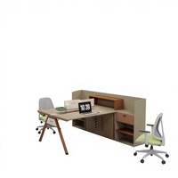 Poste de travail de direction compact en bois durable avec cloison double moderne pour deux personnes - Vente en gros