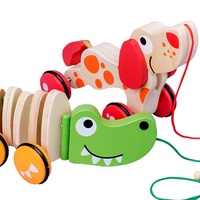 Chariots à tirer en bois en forme d'animaux (modèles crocodile et chiot) pour enfants de 4 à 6 ans, fabrication sur mesure, directement de l'usine