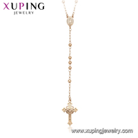 Collier pendentif long en chaîne avec chapelet de style religieux Xuping Fashion, plaqué or 18 carats, couleur or