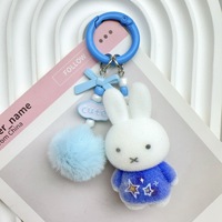 Porte-clés poupées lapin Miffy en peluche colorées en coton et polyester, pendentif mignon pour téléphone portable DIY, 8 cm, anti-stress, pour l'exportation