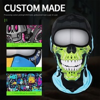 Máscara de calavera de Halloween personalizada Personalidad divertida Cara completa Jersey de seda de hielo Máscara de montar Impresión digital transpirable a prueba de polvo