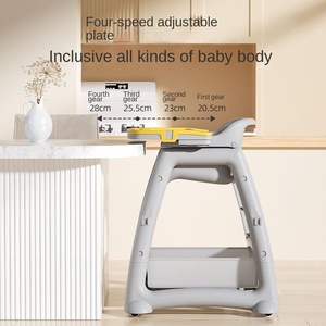 <span class=keywords><strong>Chaise</strong></span> de salle à manger en plastique pliable avec coussin roulement solide pour Restaurant chaises hautes gris enfants siège d'alimentation pour bébé - Product Image 3