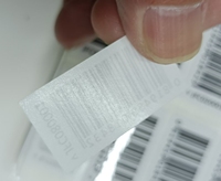 Etiquetas adhesivas personalizadas de papel estucado Grassin Copperplate con código de barras en lámina