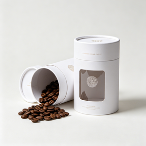Caja cilíndrica redonda personalizada con ventana visible, impresión personalizada para envasado de granos de café y productos secos, promoción de marca - Product Image 1