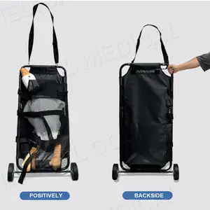 Chariot pliable et économique pour animaux de compagnie en acier inoxydable noir avec deux roues