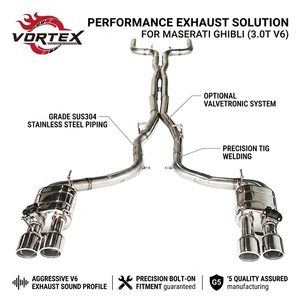 Système d'échappement Catback Vortex Elite en acier inoxydable poli miroir avec quatre sorties pour Maserati Ghibli 3.0T – Meilleur article - Product Image 1