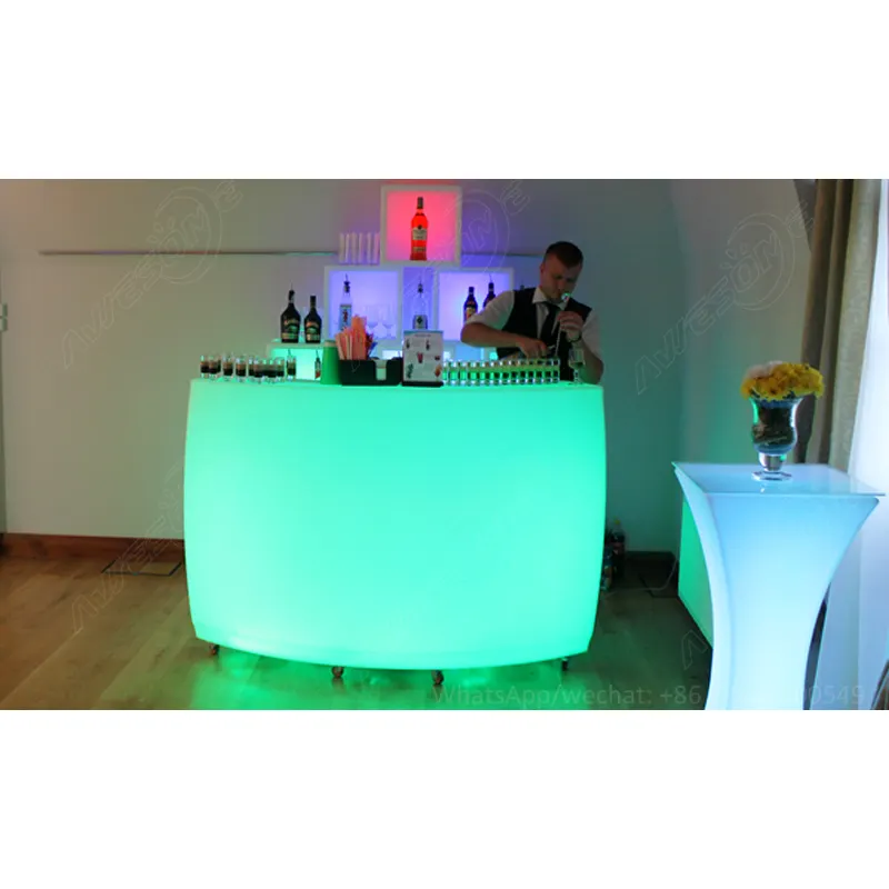 Portable Garden Bar Counter, Led Big Bar for Party Events Plastic Modern Rechargeable Lithium Battery Contemporary Bar Furniture