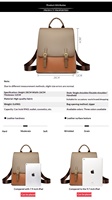 Sac à dos pour femme en cuir PU color block avec rabat, boucle dorée, port multi-positions, sangle réglable, grande capacité, vintage et élégant