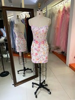 Robe de Soirée de Luxe Blanche avec Papillons 3D et Fleurs, Courte, Ornée de Perles, Corset, Robe de Bal de Promo ou de Remise de Diplôme, Motif à Carreaux
