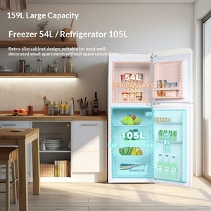 Xiling Retro Small Household Dual-Door Refrigerator 159L Capacity Dual-Zone Level-One Energy-Saving DUAL-ZONE Keep - Product Image 5