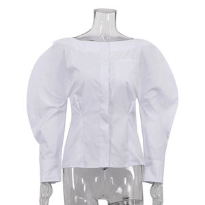 Top e camicette da donna con cintura a schiena schiena alta e camicia alla moda Chic a maniche lunghe in cotone bianco <span class=keywords><strong>vestiti</strong></span> <span class=keywords><strong>estivi</strong></span> per donna 2025 - Product Image 3