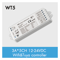 Skydance – contrôleur Wi-Fi WT5, Tuya, Wi-Fi et RF, variateur RGB + CCT 5 en 1, 5 canaux, Google home, Alexa, ECHO, LED