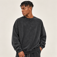 Sweat-shirt col rond épais 420 GSM, teint à la cire, effet vintage, couleur unie, pour hommes, vente en gros