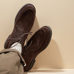 Nouvelles bottines <span class=keywords><strong>Chelsea</strong></span> en cuir véritable et daim, respirantes, antidérapantes, style britannique, en <span class=keywords><strong>nubuck</strong></span>, à lacets, pour hommes, en peau de mouton - Product Image 4