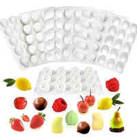 Moule en silicone à 15 cavités pour gâteaux mousse aux fruits (fraise, mangue, framboise), chocolat et bougies d'aromathérapie