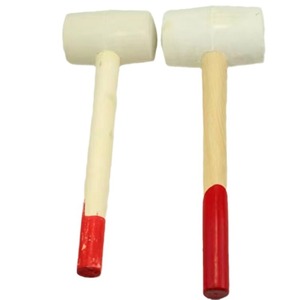 White Wooden Handle Hollow Rubber Mallet For Floor Tile Glass Installation White Pvc Round Headed <b>Hammer</b> - Product Image 2