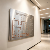 Señal táctil de braille personalizada de acero inoxidable para la navegación en edificios públicos